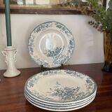 Set of 5 flat plates Longwy model azaleas Art Nouveau