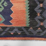 6x9 Red & Green Vintage Kilim Rug, 174x279Cm