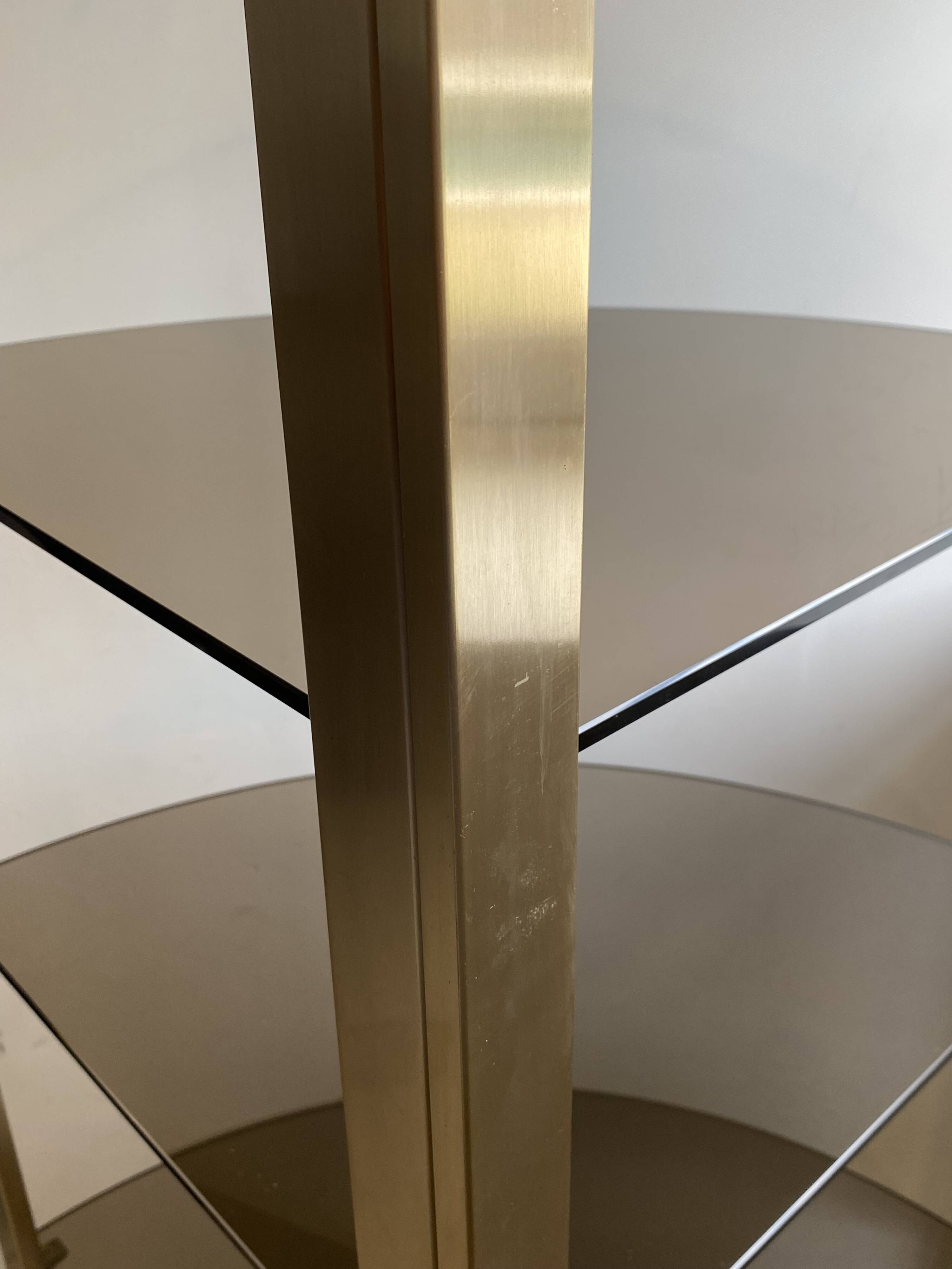 Bibliothèque vitrine étagère murale angle modulable verre et métal doré 70
