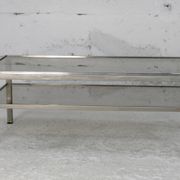Double coffee table trays smoked glass steel. France, circa 1970