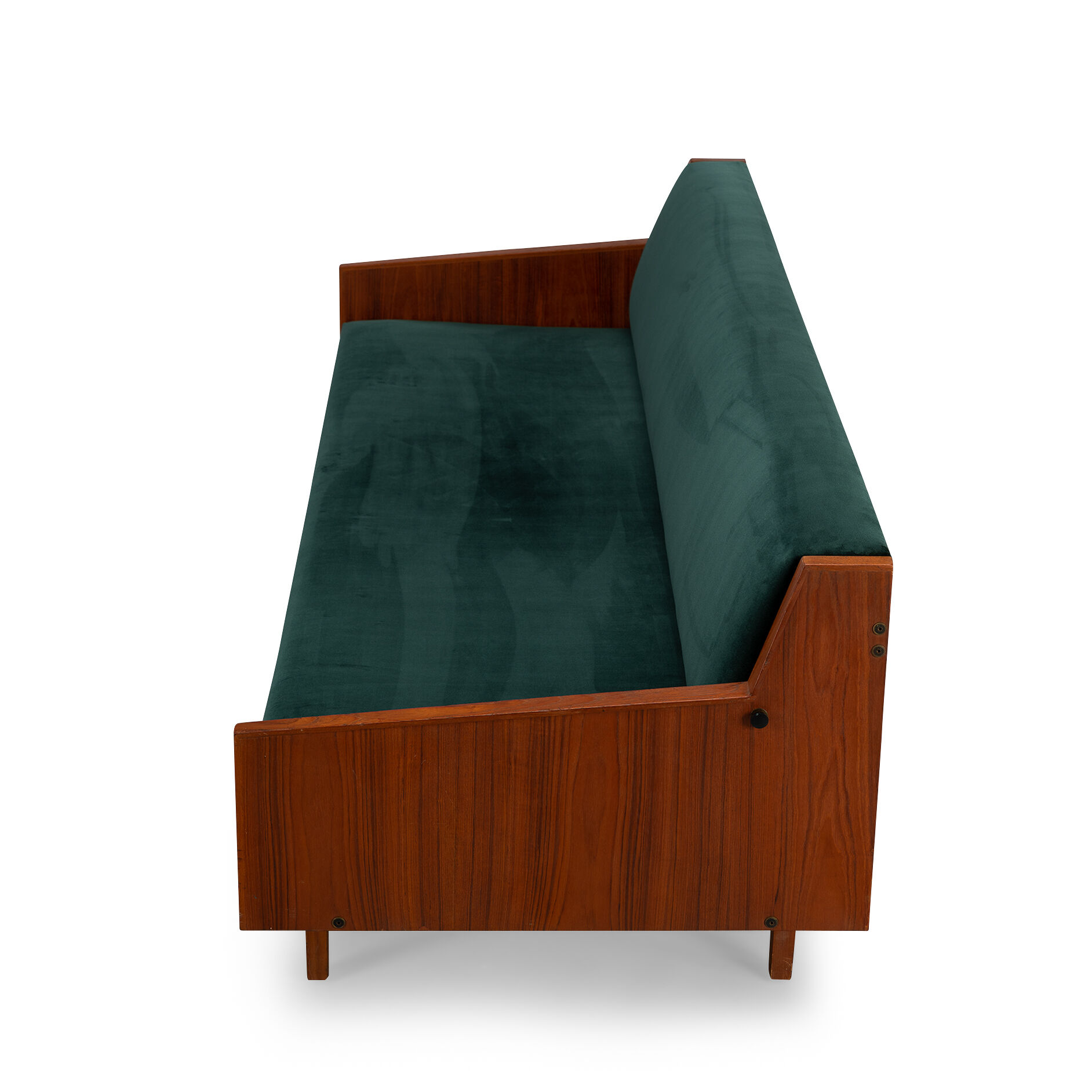 Danish midcentury modern green velvet daybed, 1960s