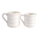 Pair of antique Gien porcelain pitchers