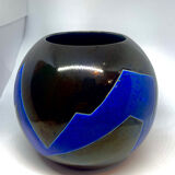 Vase boule français céramique - J. Suzor motif géométrique - Ruban