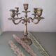 Antique 4-branch candlestick or candelabra in engraved spelter