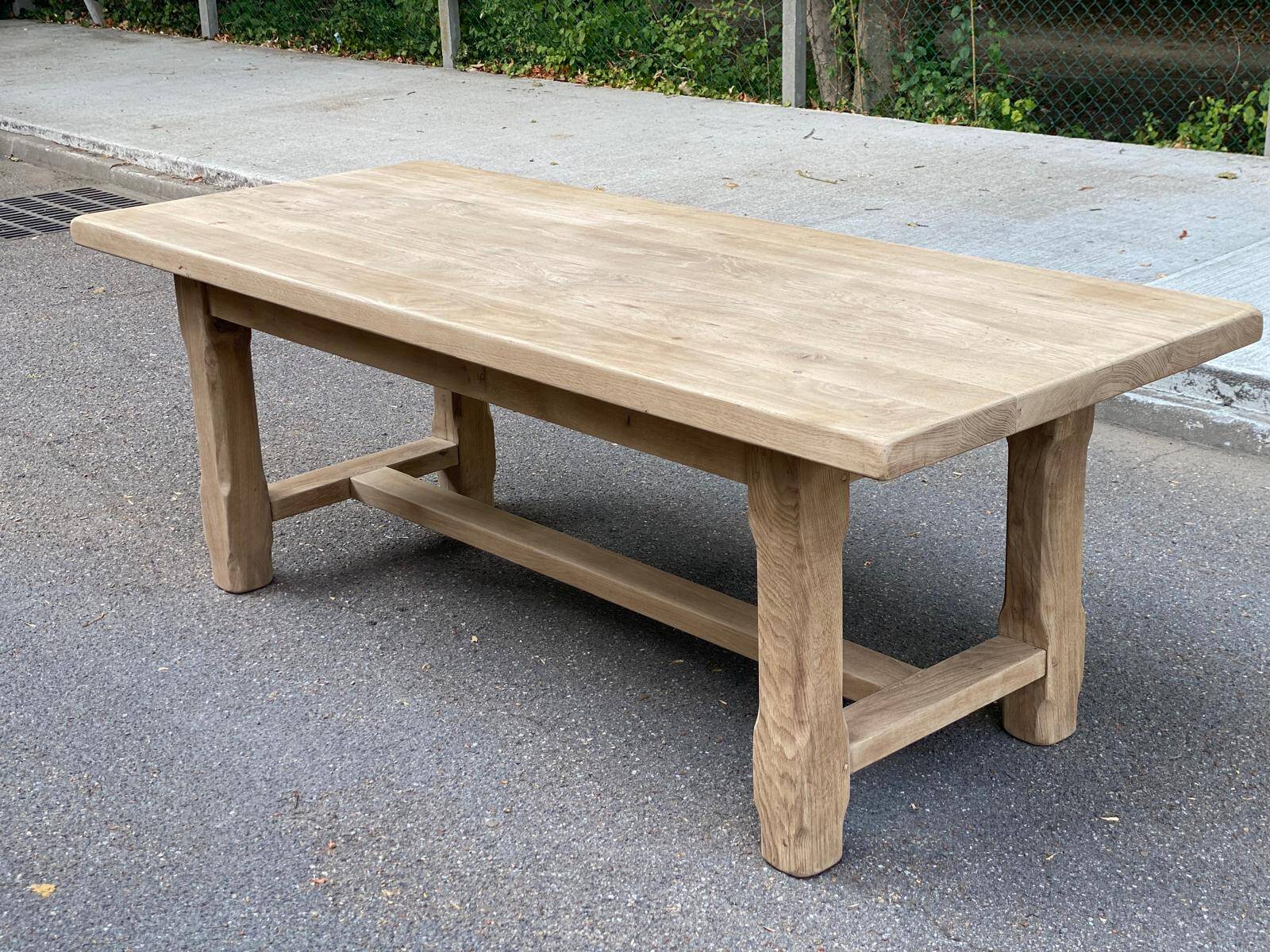 Farmhouse dining table stripped in solid raw oak 1930 - 216cm