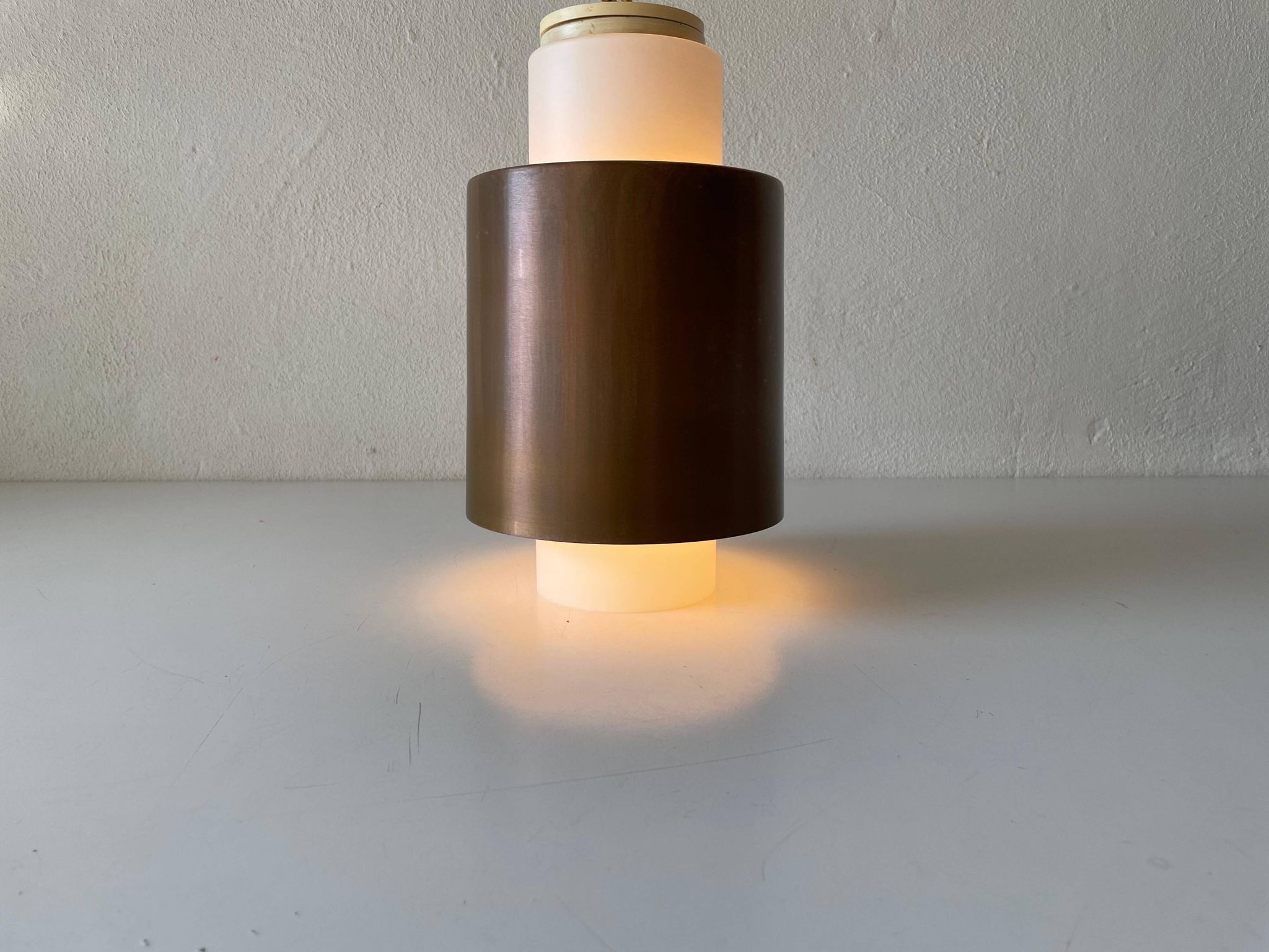 Opal Glass and Copper Plated Flush Mount Light by Staff, 1960s, Germany