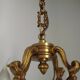 French Vintage Bronze Art Nouveau Style 4 Light 4 Sided Cage Chandelier