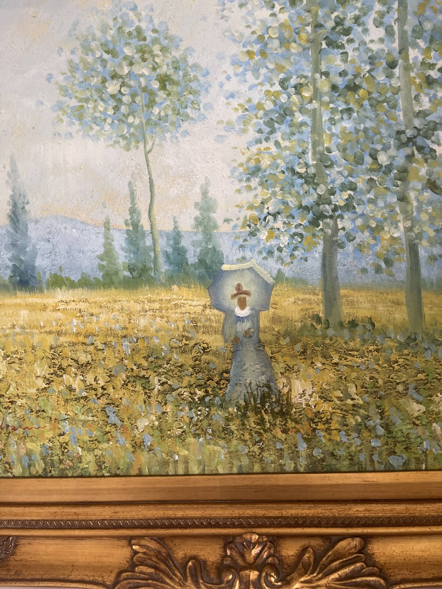 Old oil painting canvas reproduction fields in spring monet 80x70 s