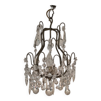 brass cage chandelier with crystal tassels