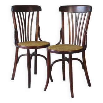 2 Art Deco bistro chairs by Cambier circa 1930, caned