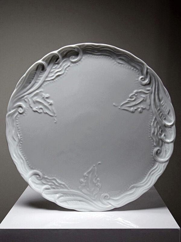 Grand plat à tarte vintage/ancien porcelaine fine de Limoges blanche