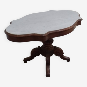 Violin pedestal table with marble top