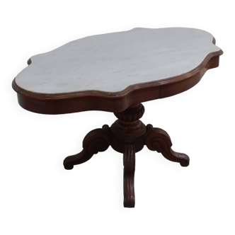 Violin pedestal table with marble top