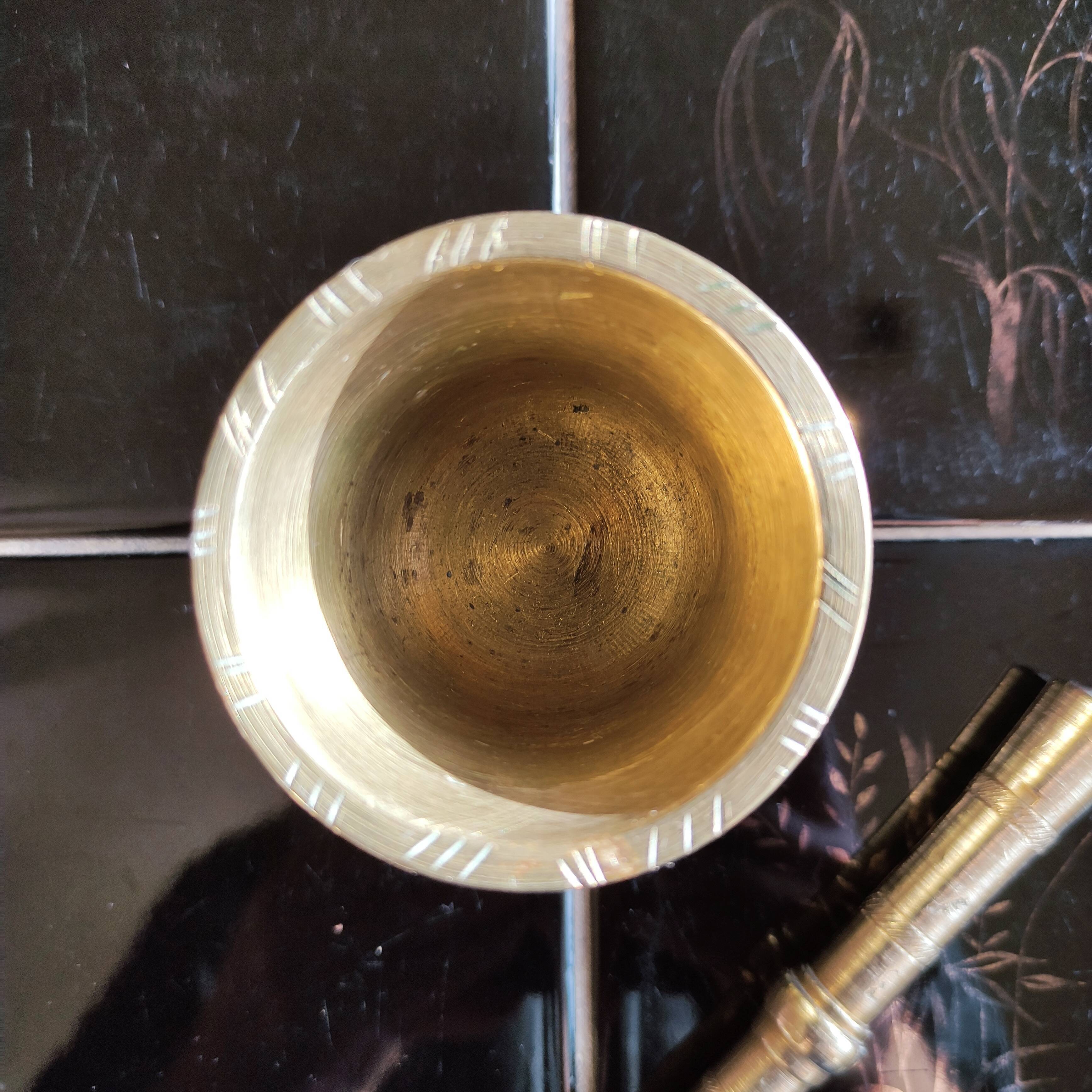 Apothecary mortar aevc its solid bronze pestle