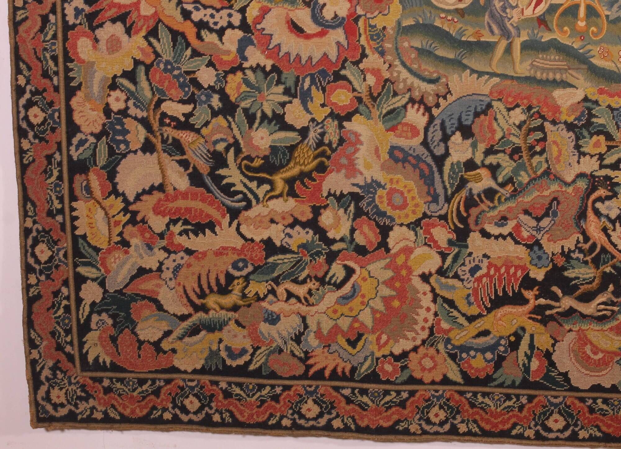 Brussels tapestry from the 19th century – Flowering greenery and gallant scene