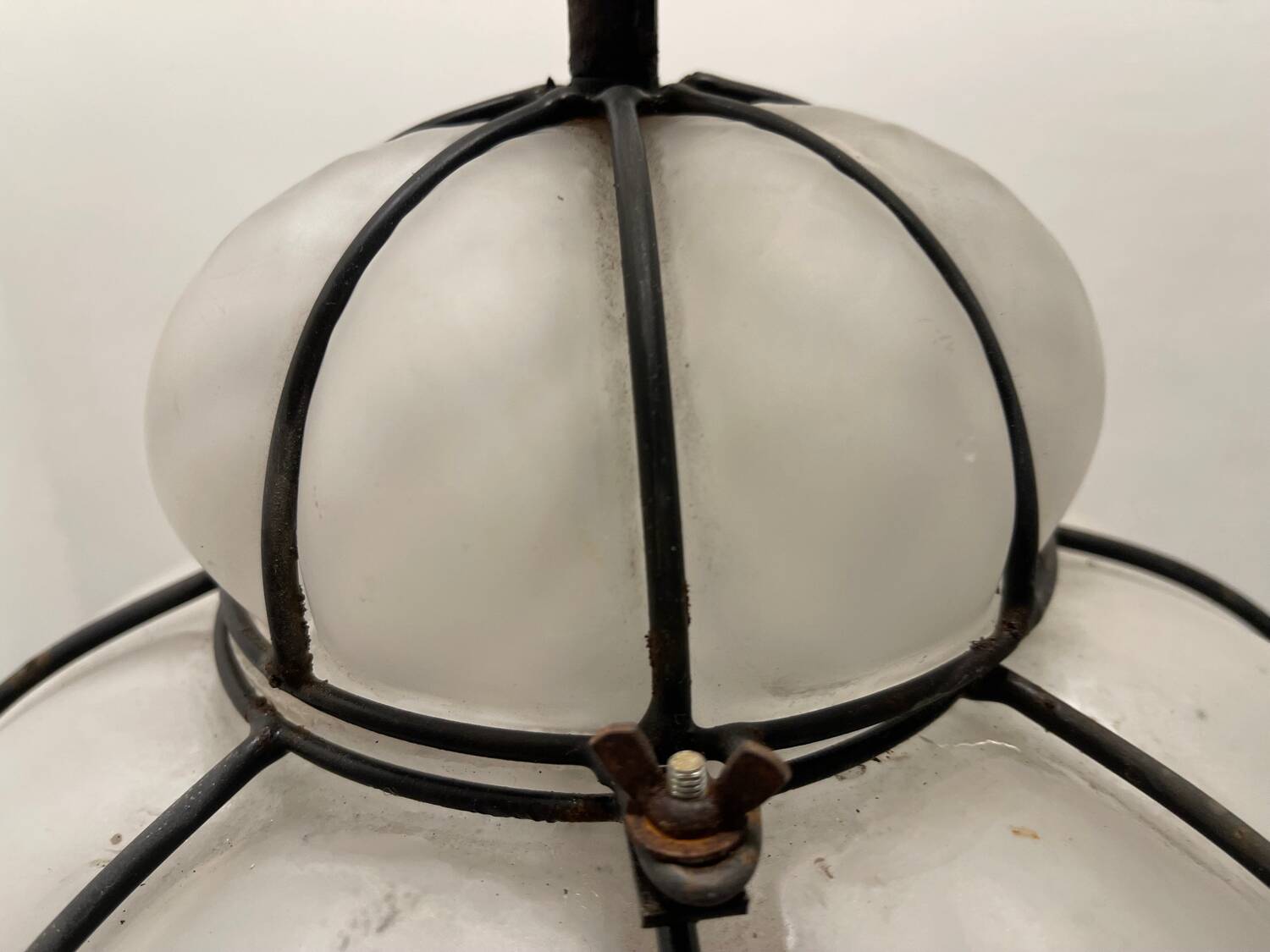 Wrought Iron Murano Glass Light Pendant 1980’s