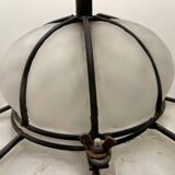 Suspension en fer forgé et verre de Murano des années 1980