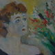Huile sur bois portrait jeune femme 1948
