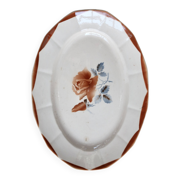 Plat de service ovale ancien en faïence Digoin Sarreguemines 9181 – Décor f