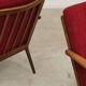 Pair of burgundy boomerang armchairs Antonin Suman Ton Bystrice (Thonet)
