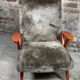Vintage Scandinavian armchair 50'S in dyed beech and plush fabrics