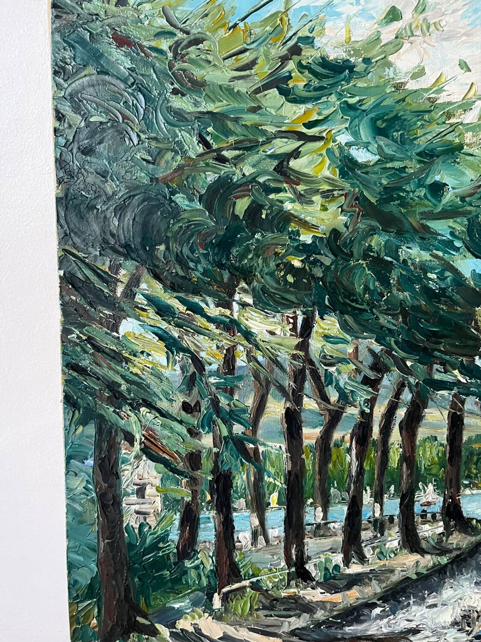 Sailboats on the lake, knife technique