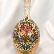 Magnificent vintage vase signed Simon-D – Glazed ceramic with floral decoration.