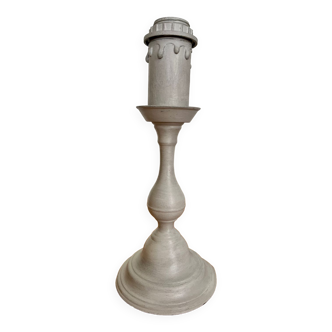 Gray patina pewter candle holder lamp base