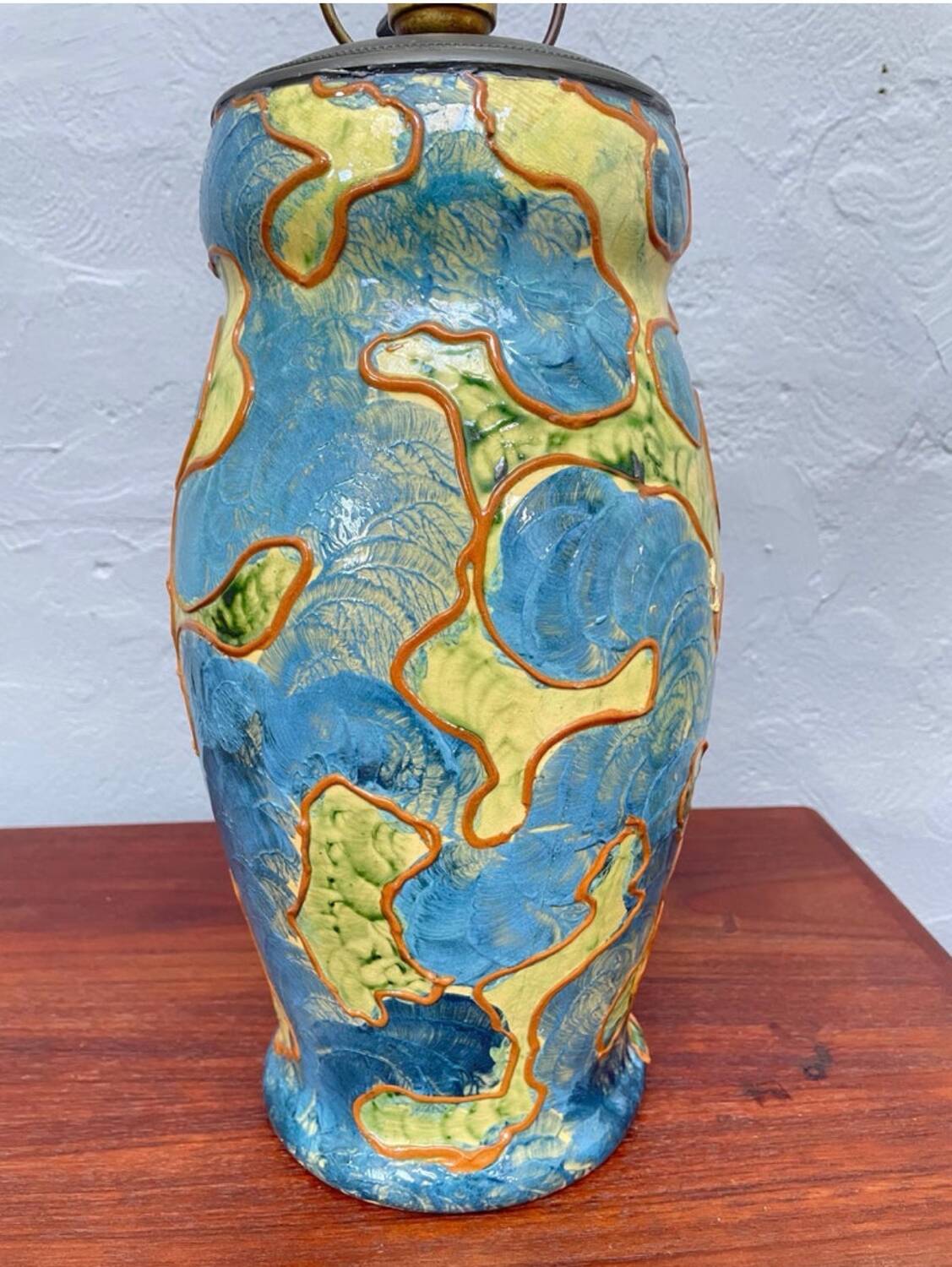 Antique Desk Lamp Michael Andersen & Son of Bornholm, Painted Pottery