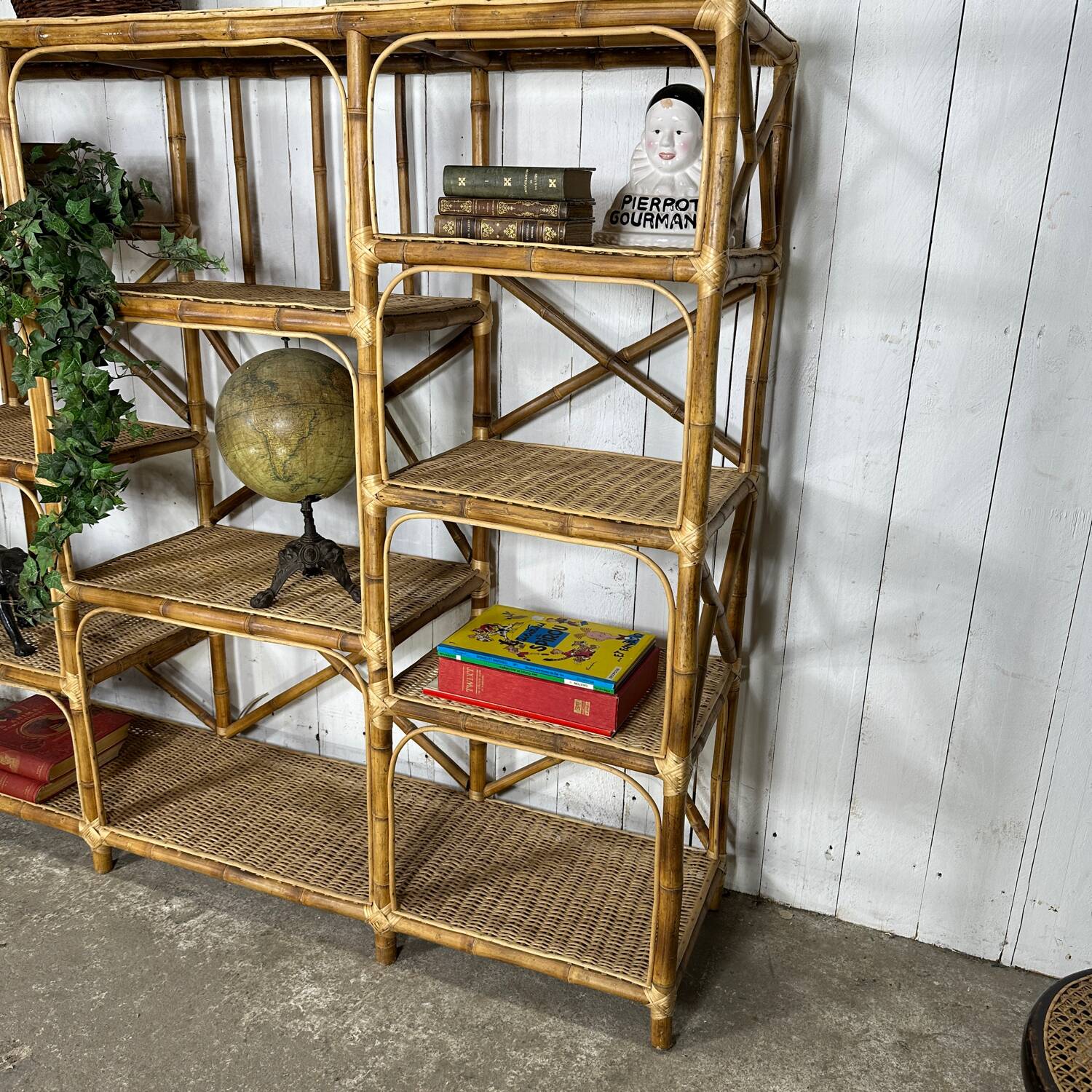 Bamboo and rattan shelf