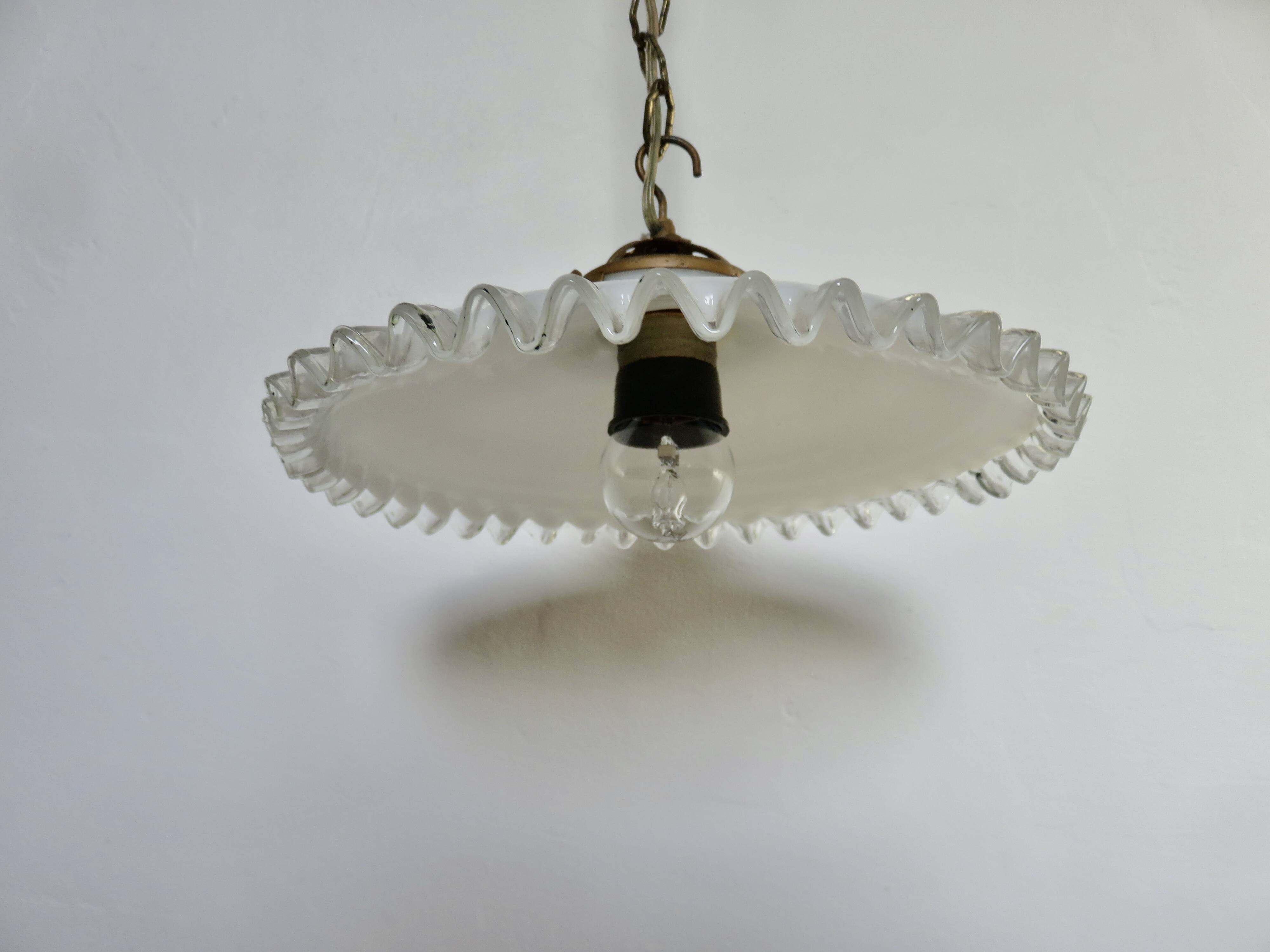 Art Deco pendant light in serrated glass, 1930s