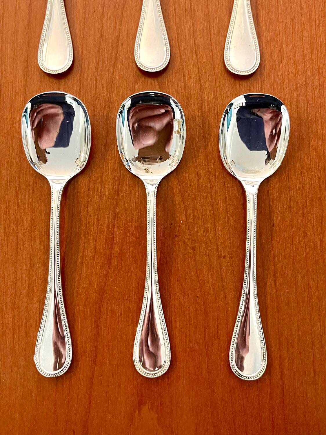 Christofle pearls, 6 ice cream spoons, sorbet, new condition
