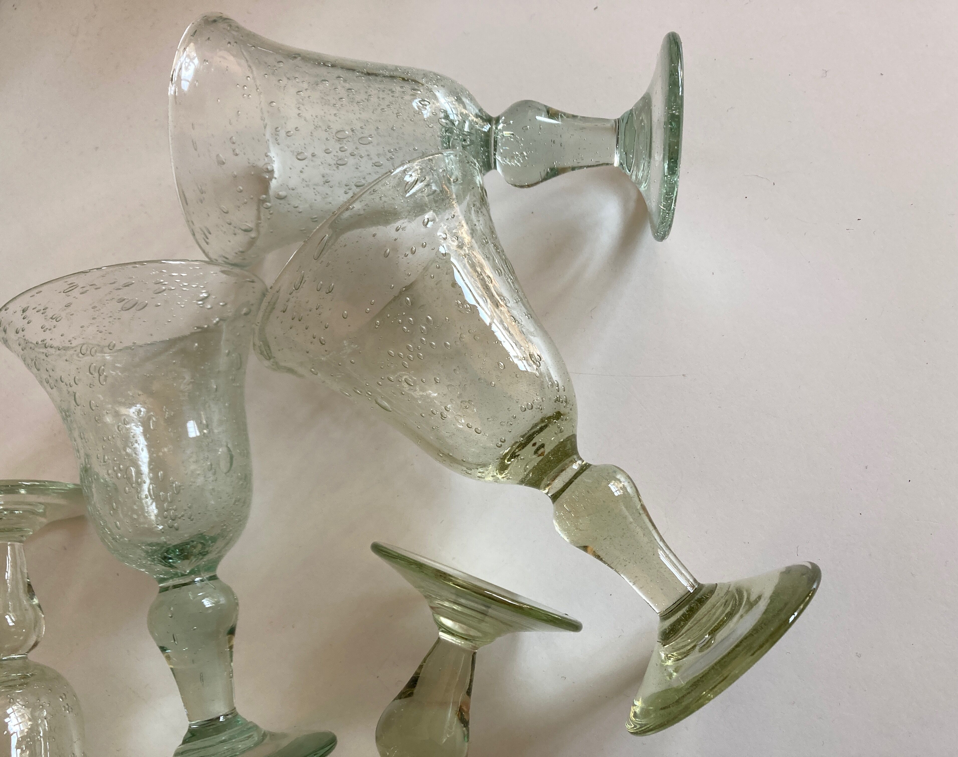 Set of 6 glasses of Biot signed 16cm 1960