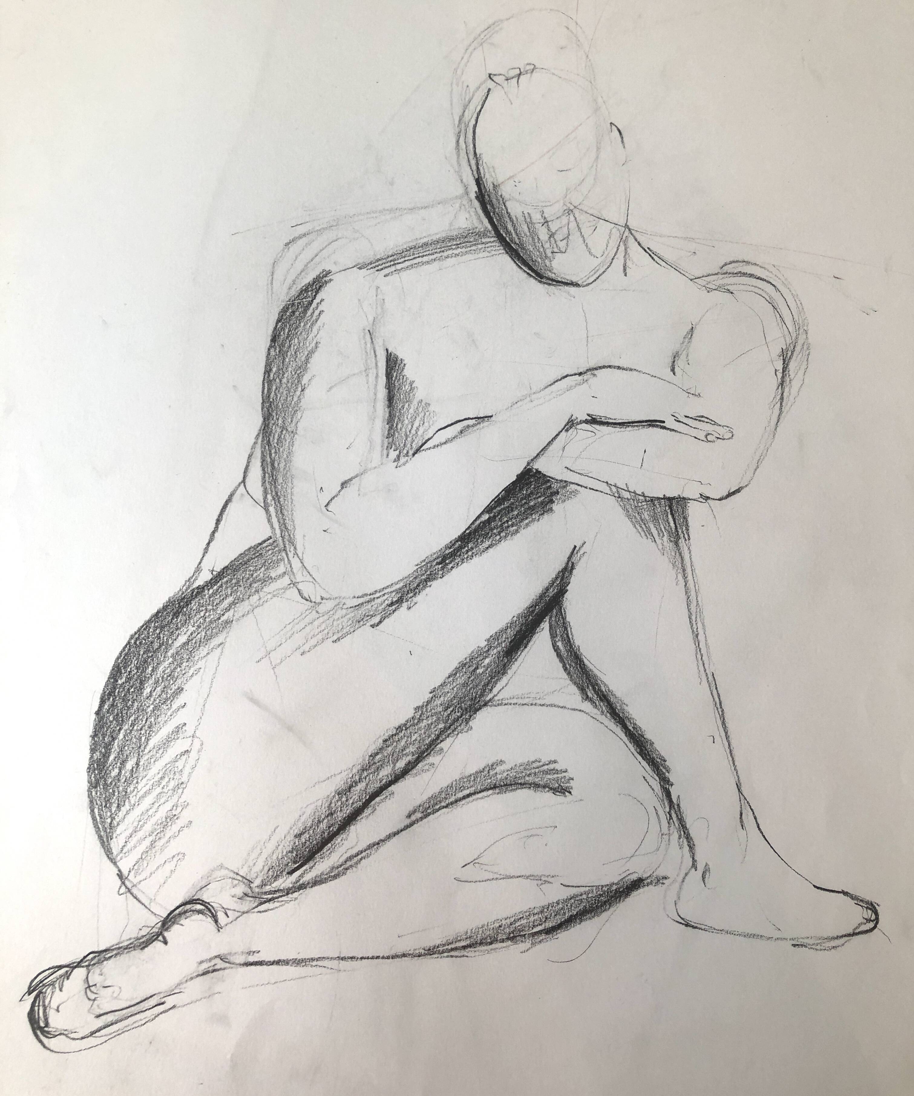 Drawing nude model live woman