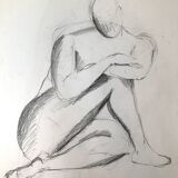 Drawing nude model live woman