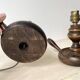 Paire de lampes bougeoirs en bois tourné années 50, luminaires vintage, pieds de lampes rustiques