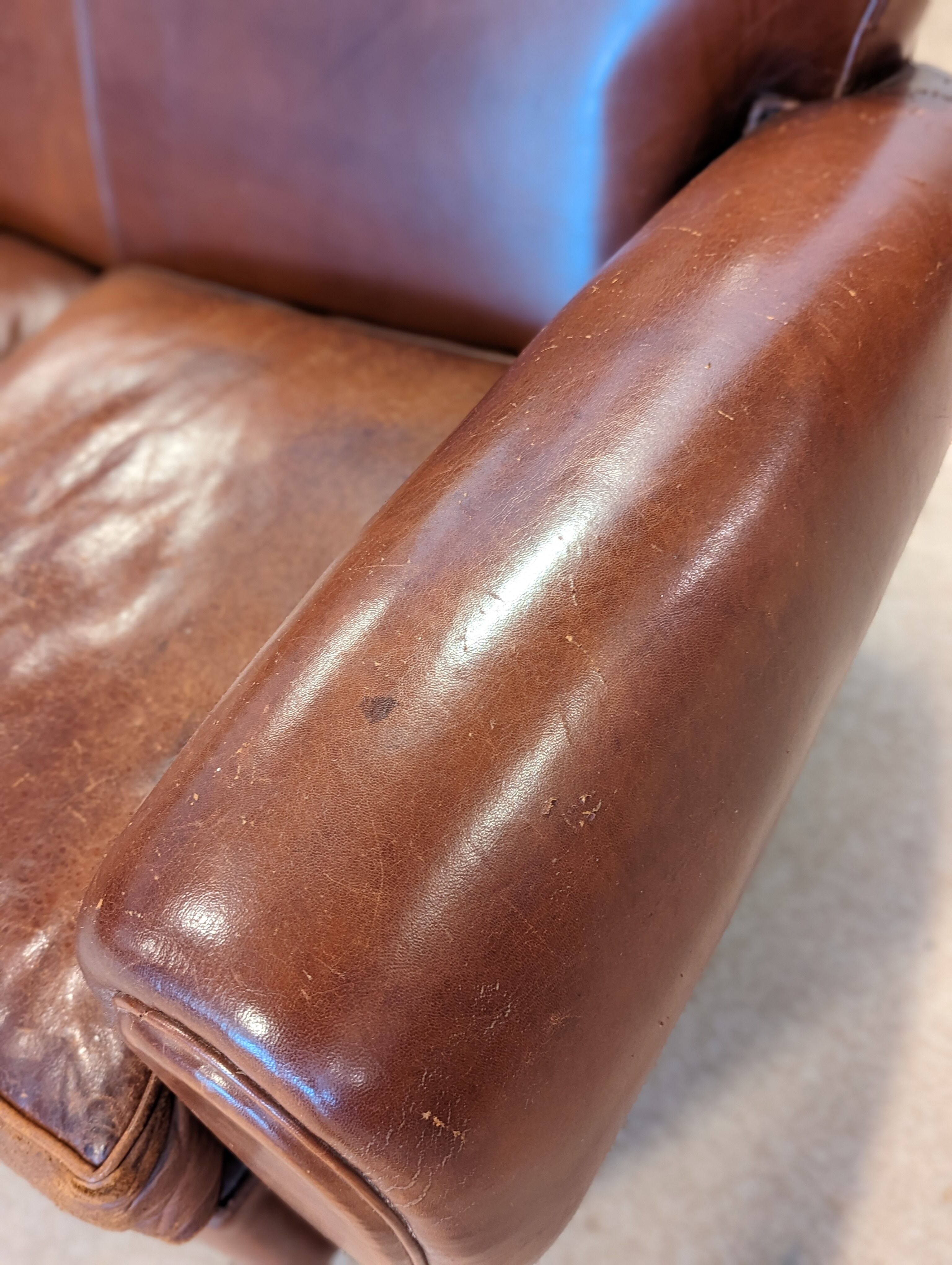 Leather club 3 places sofa 50s
