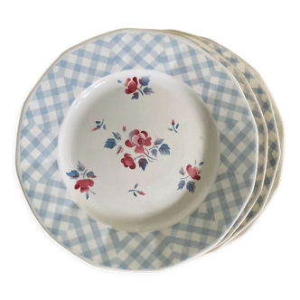 Set of 6 flat plates Bastia Digoin Sarreguemines