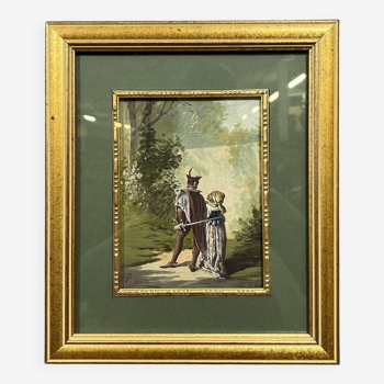 Pierre Guillermet: 19th century watercolor depicting an undergrowth scene animated with characters