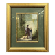 Pierre Guillermet: aquarelle époque XIXème figurant une scène de sous bois animée de personnages