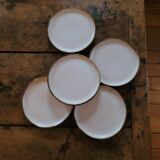 5 assiettes à dessert en grès vernissé. 1970–19805 assiettes à dessert