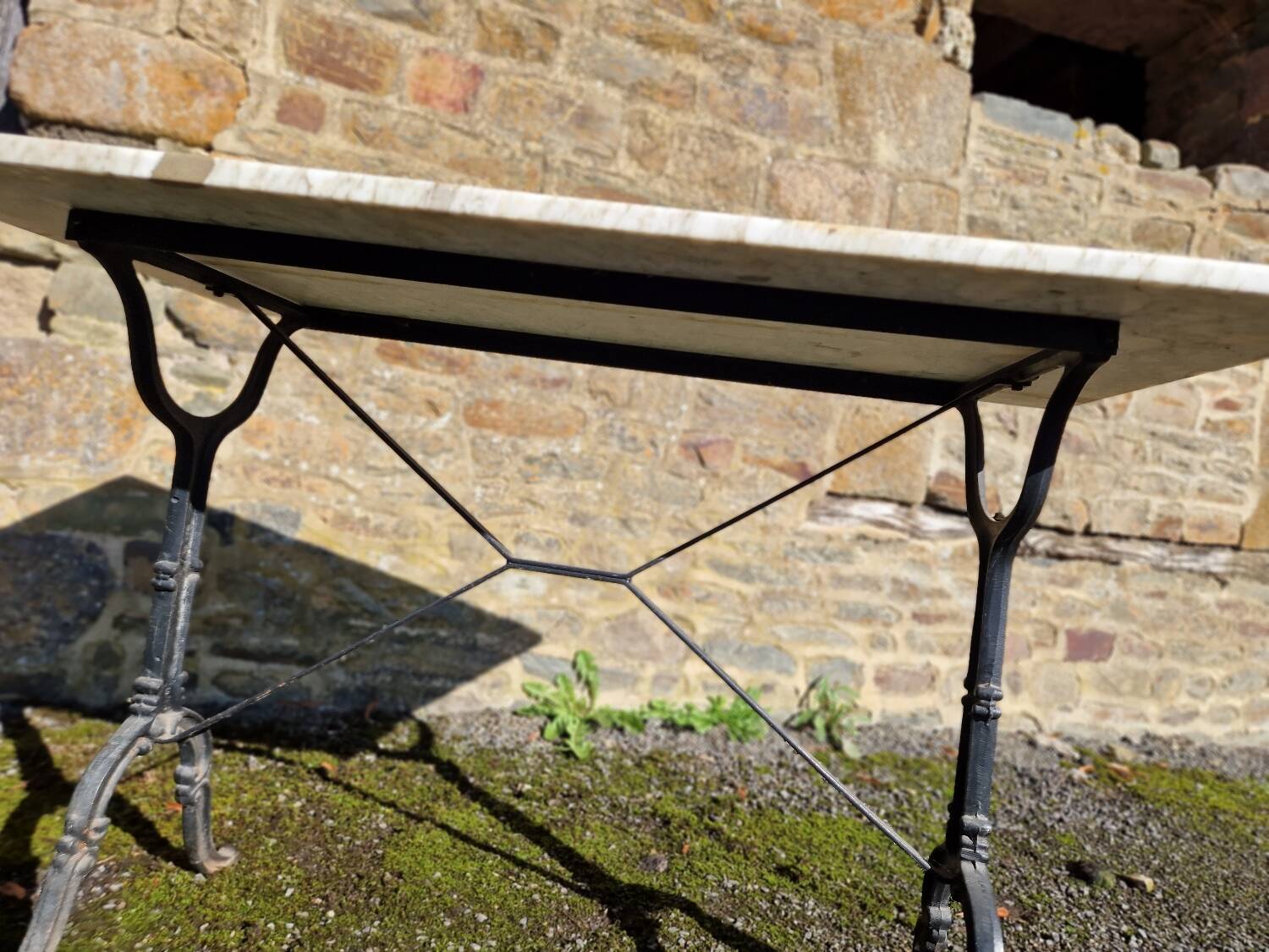 Antique bistro table with marble top