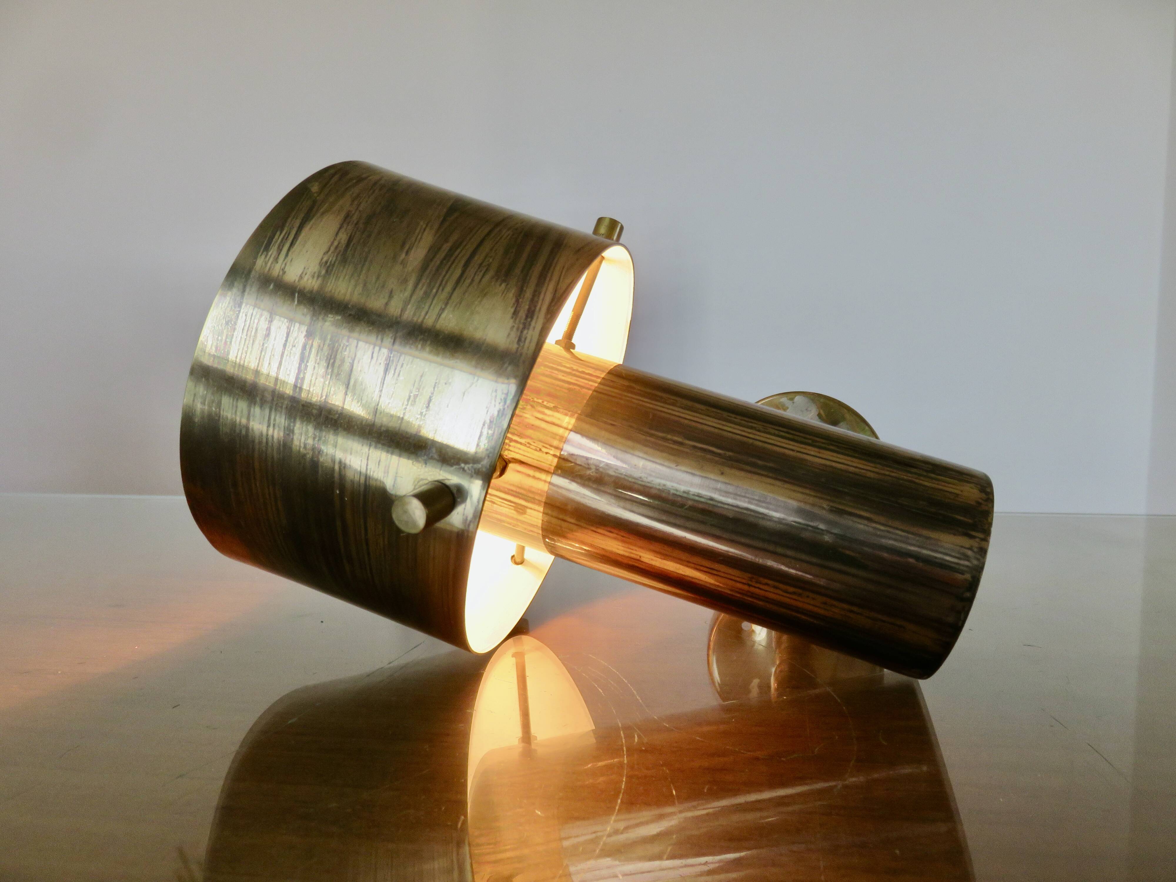 Wall light Jo Hammerborg in patinated brass, gun barrel finish, Denmark, 1970s.