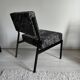 Pair of black metal and fabric armchairs, 1970s, restored.