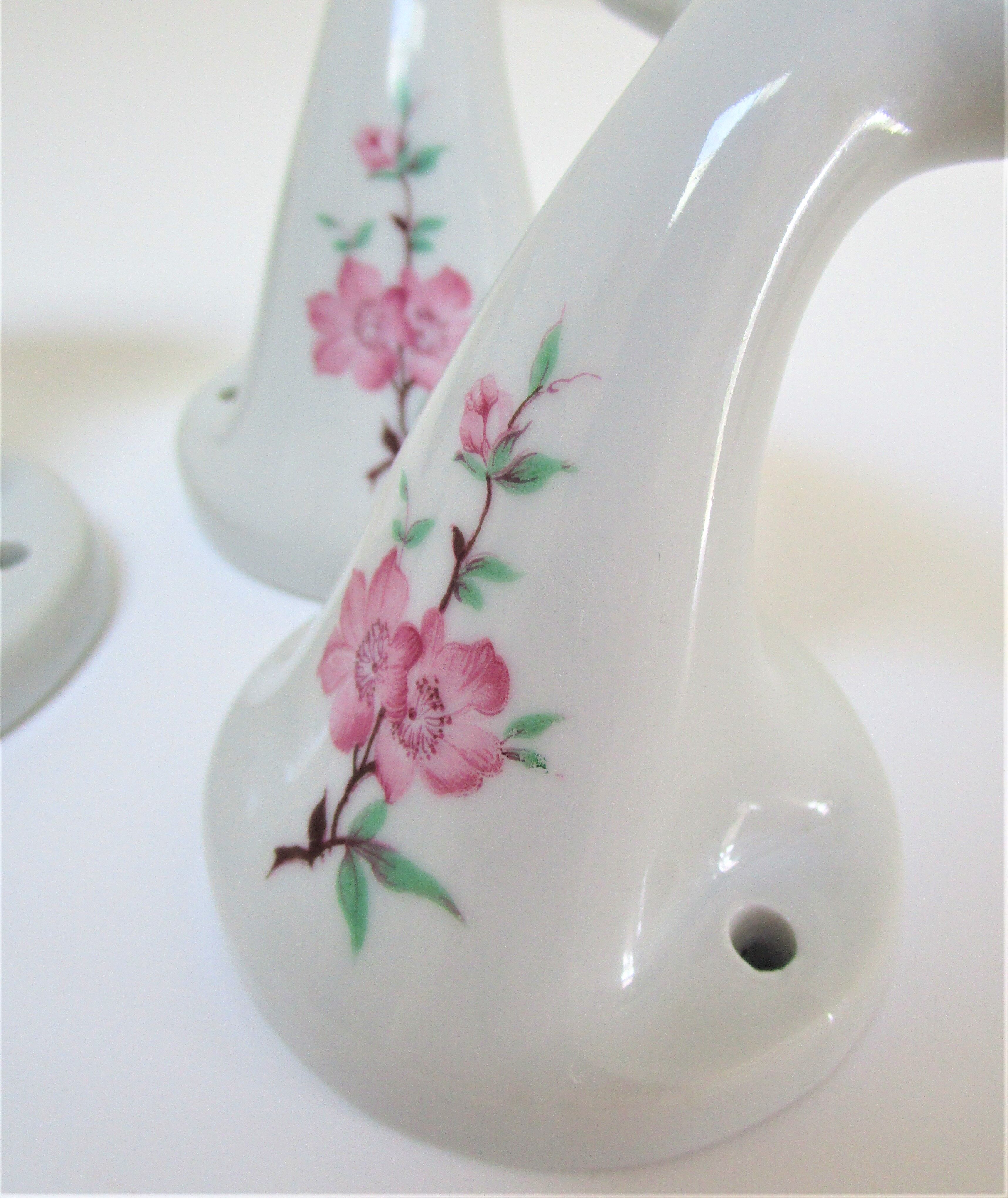 Three porcelain hooks limoges vintage japanese floral decoration