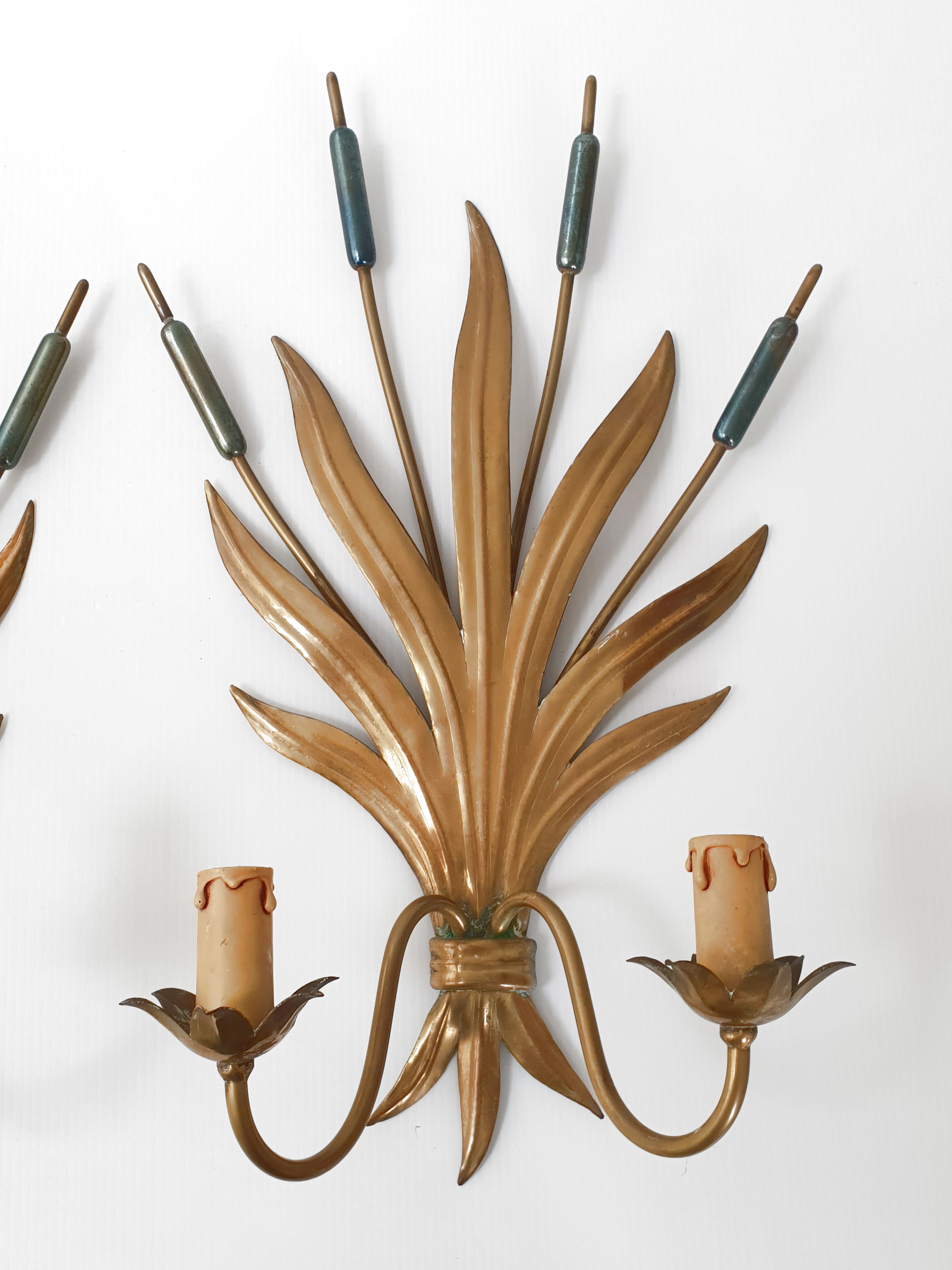 Pair of vintage reed sconces 1970