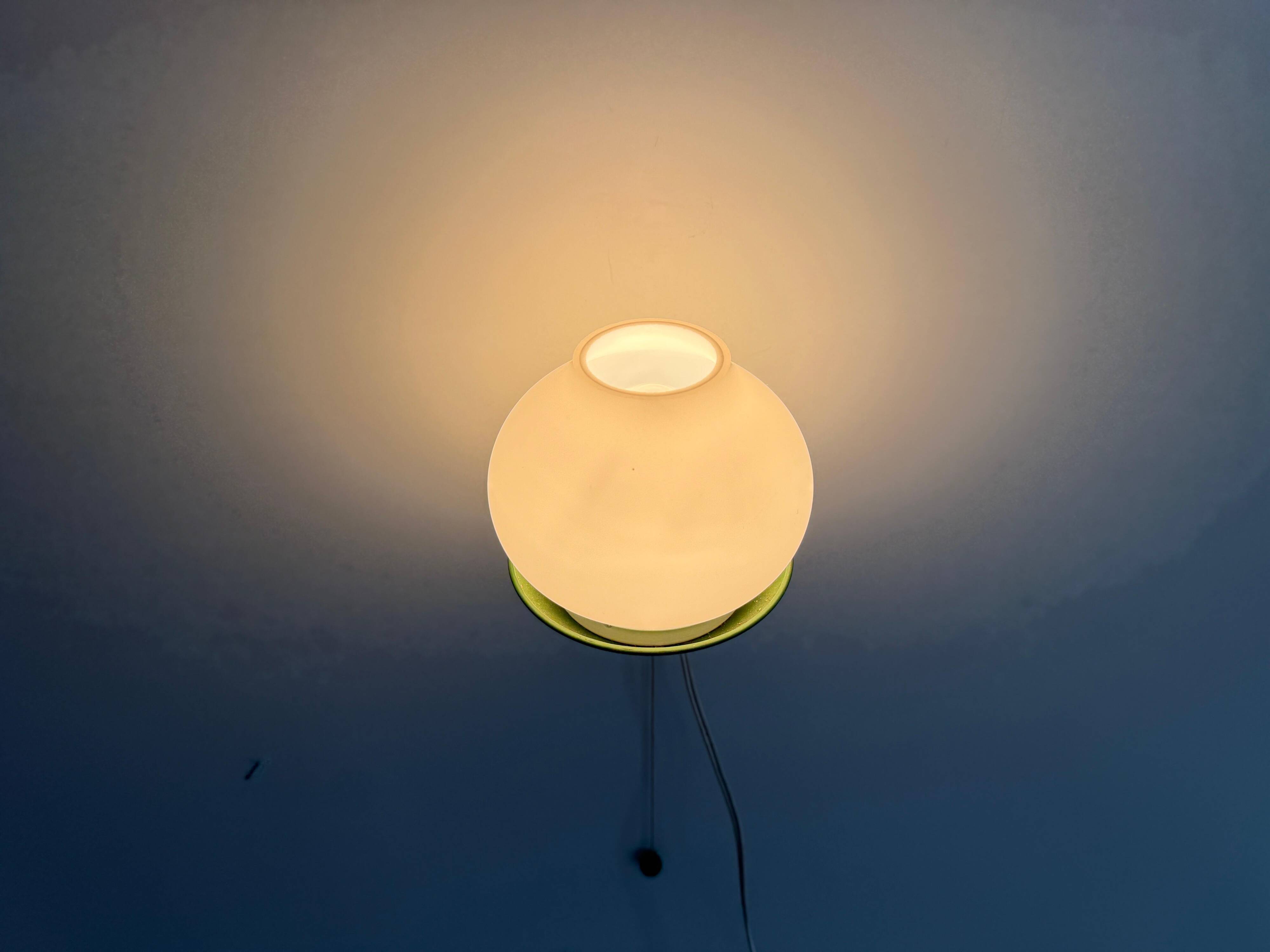 Mid-century green metal and opal glass wall sconce by N Leuchten, 1960s, Germany