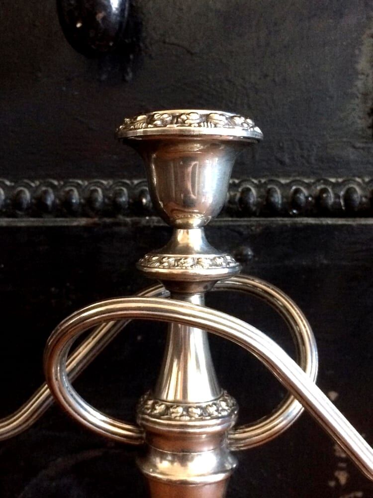 Pair of Victorian chandeliers in Silver Metal English