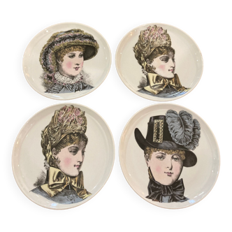 Set de 4 assiettes portraits porcelaine de Paris