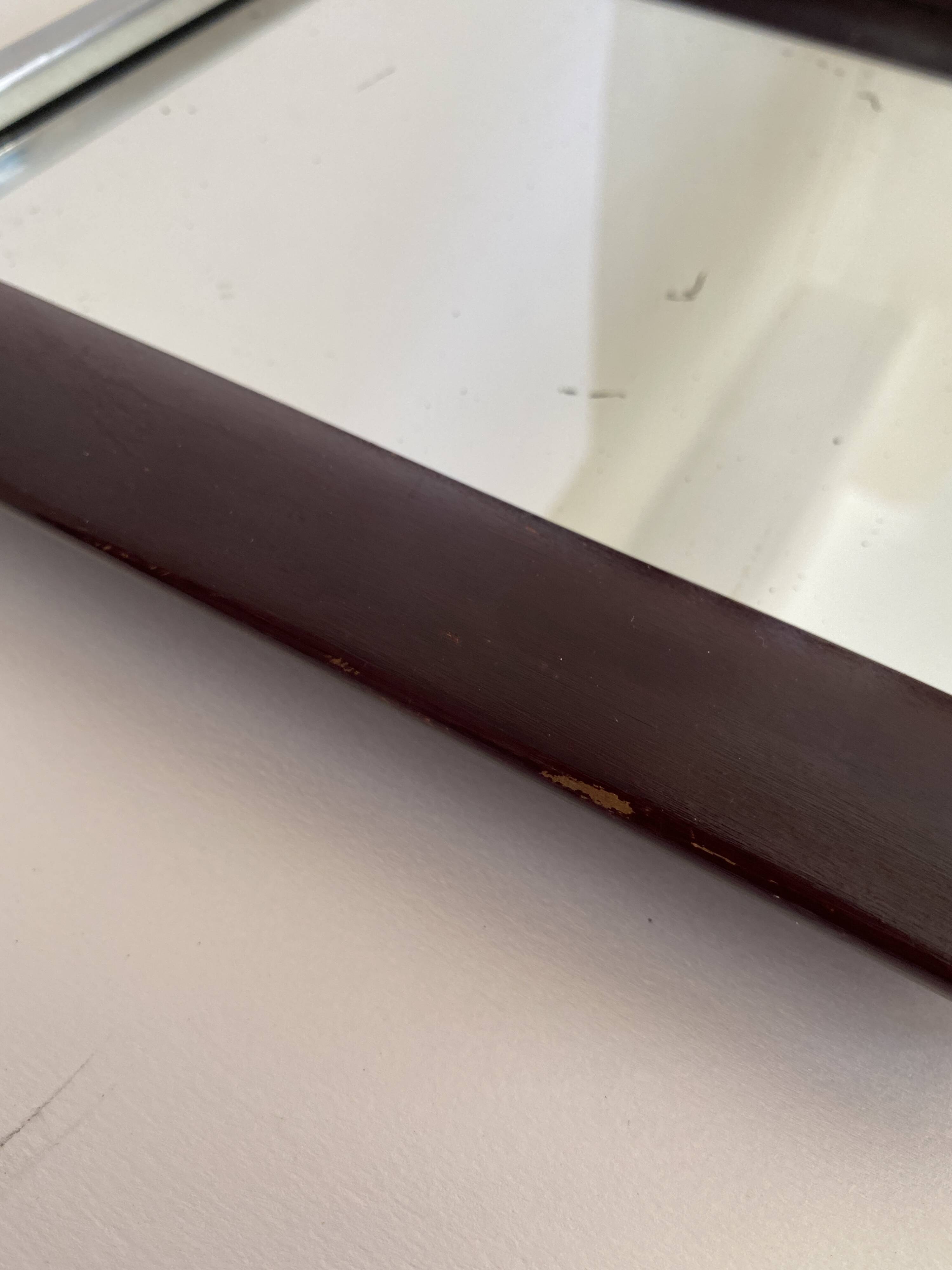 Art Deco tray, mirror, wood and metal